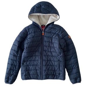 Save the Duck Fleece Lined Hooded Puffer Jacket Navy 12